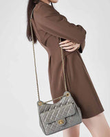 women gray Quilted Chain Bag  shoulder Bag
