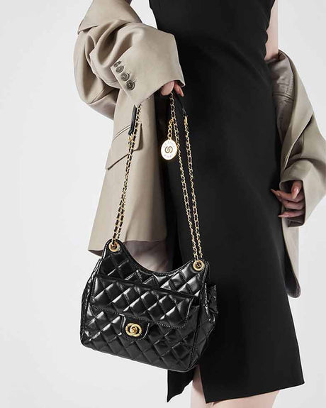 women Black Quilted Chain Bags Hobo Shoulder Bags