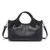 Women's black Soft Genuine Leather Top-Handle Tote Bag