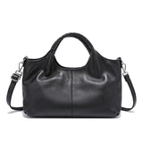 Women's black Soft Genuine Leather Top-Handle Tote Bag