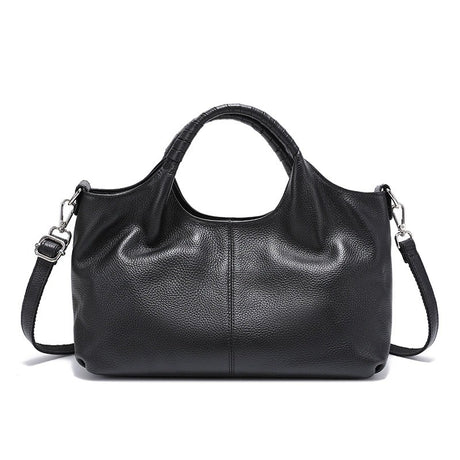 Women's black Soft Genuine Leather Top-Handle Tote Bag