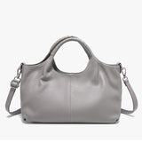 Women's gray Soft Genuine Leather Top-Handle Tote Bag