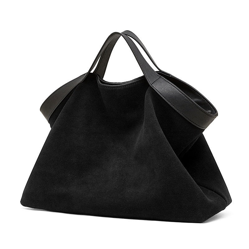 Black handbag with a minimalist design 