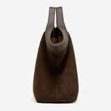 Coffee Brown bag with a leather handle 