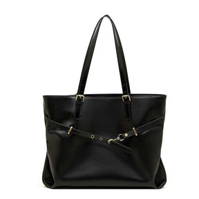 black  Vegetable-Tanned Leather Large Tote Bag