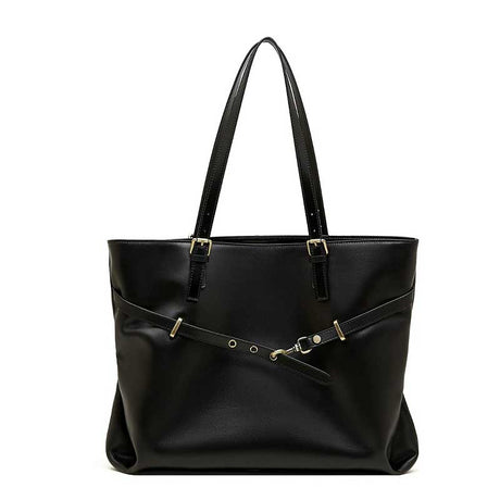 black  Vegetable-Tanned Leather Large Tote Bag