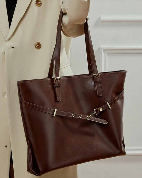 Women's chocolate Leather Large Tote Bag