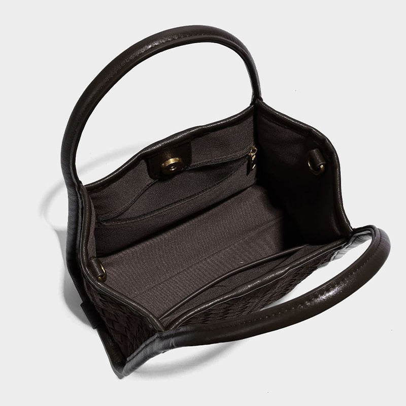 coffee Woven handbag  Interior
