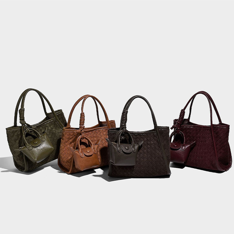 Four Woven handbags in different colors 