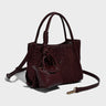 burgundy quilted handbag with a matching pouch 