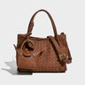 Brown woven handbag with a strap 