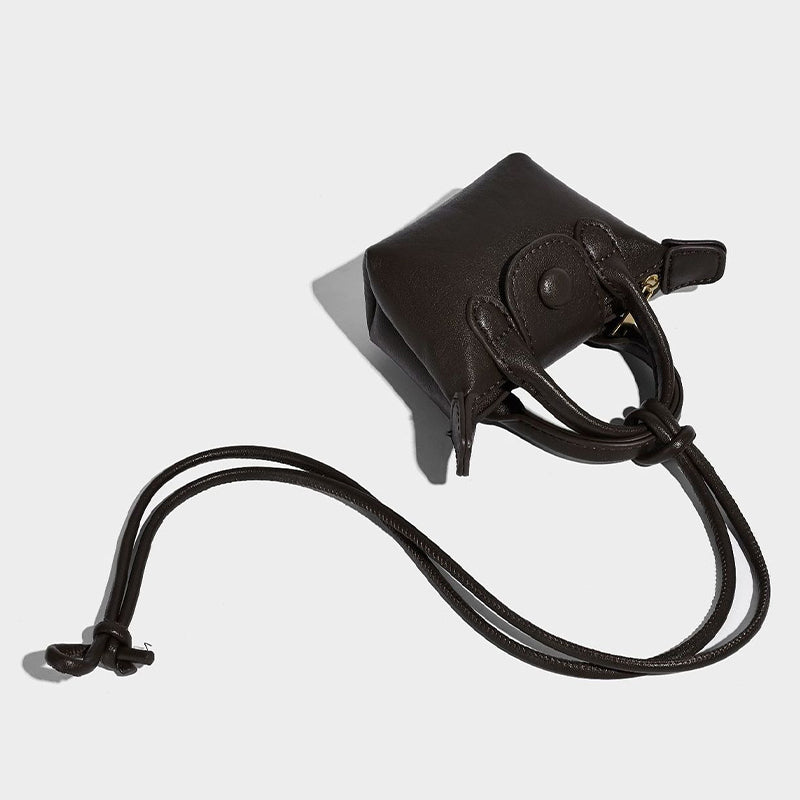 Small coffee Leather handbag 