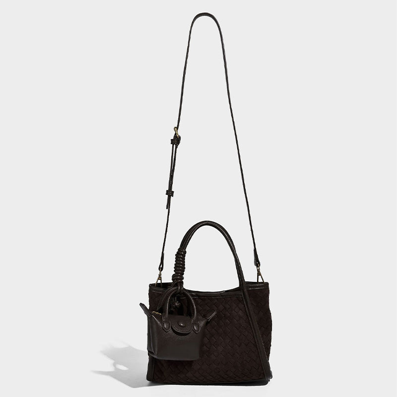 coffee quilted handbag with a strap 