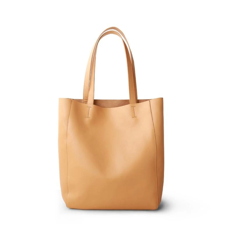 Yellow Horizontal Soft Leather Tote Bag for Women | PRUSES-1