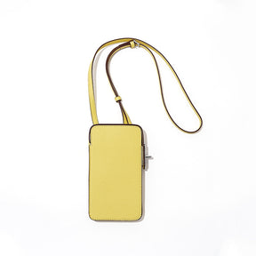 Yellow Leather Crossbody Square Mobile Phone Bag Mini Purse