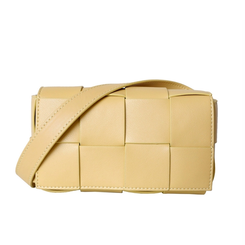 Yellow Woven Leather Flap Bag Fanny Pack| PRUSES