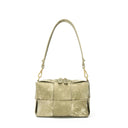 Yellow Woven Leather Zipper Shoulder Square Handbags-1