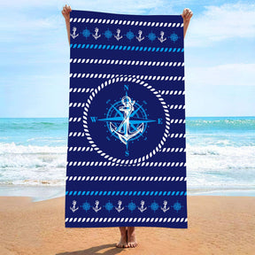 Anchor Pattern Soft Printed Microfiber Beach Towel | PRUSES - PRUSES