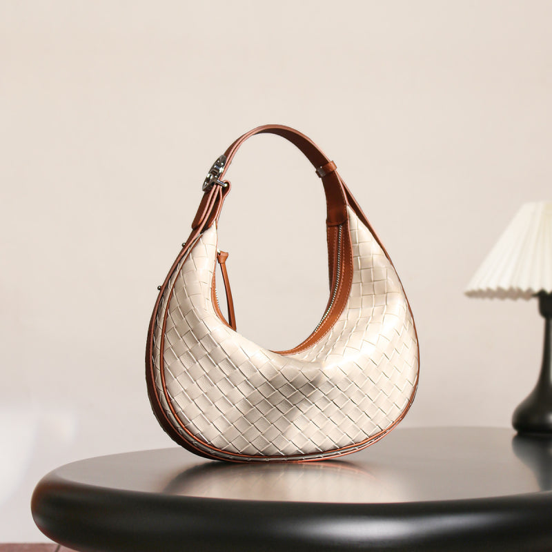 beige_leather_woven_half-moon_hobo_handbag_shoulder_bag_4