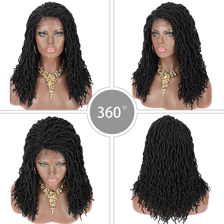 Kalyss Black Synthetic Dread Braids Lace Front Wigs