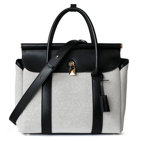black_canvas_buckle_large_tote_bags_handbags_for_work