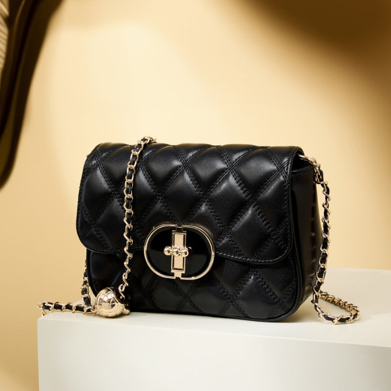 black_genuine_leather_quilted_chain_bags_flap_buckle_shoulder_bag_1