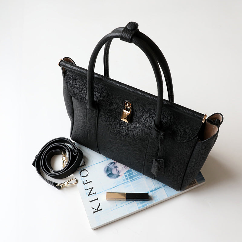 black_leather_buckle_large_tote_bags_handbags_for_work_1
