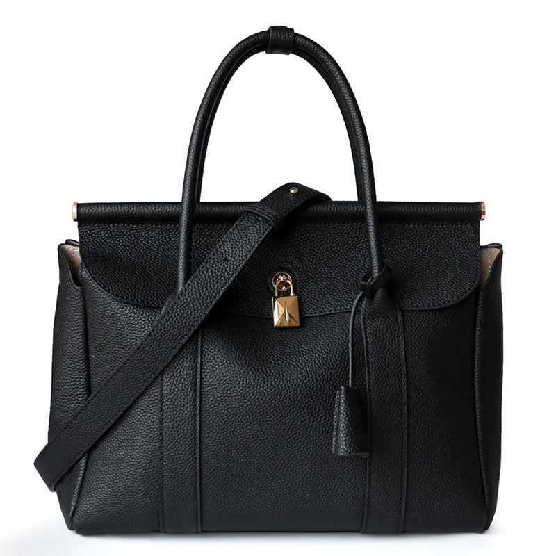 black_leather_buckle_large_tote_bags_handbags_for_work_2