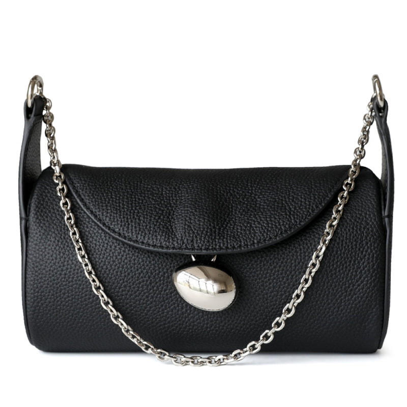 black_leather_cylinder_chain_shoulder_crossbody_purses_6