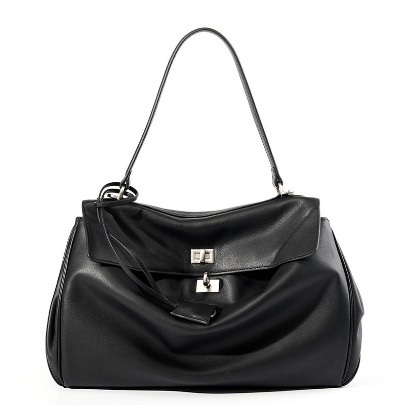black_leather_large_tote_bag_top_handle_crossbody_bag_with_buckle_3