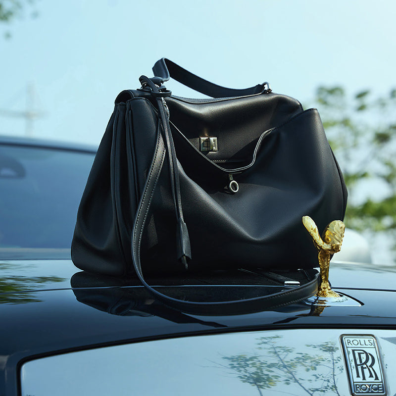 black_leather_large_tote_bag_top_handle_crossbody_bag_with_buckle_7