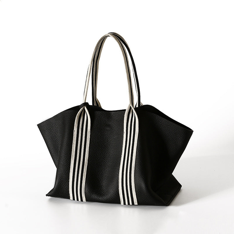 black_leather_large_tote_bags_handbag_with_stripe_strap