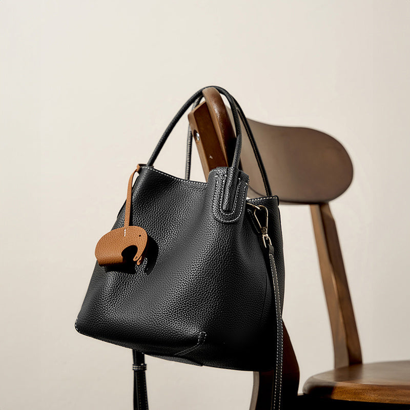 black_leather_litchi_grain_bucket_bags_mini_crossbody_bags_3