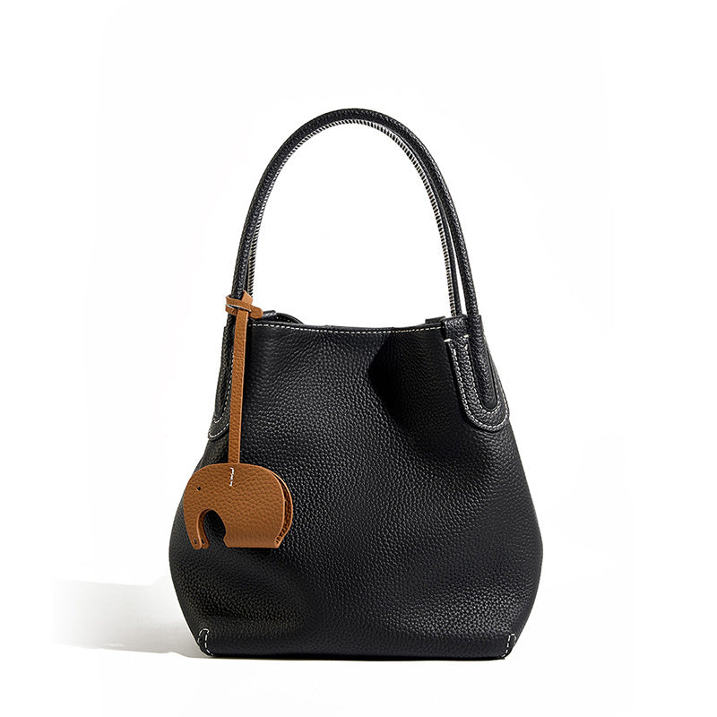 black_leather_litchi_grain_bucket_bags_mini_crossbody_bags_4
