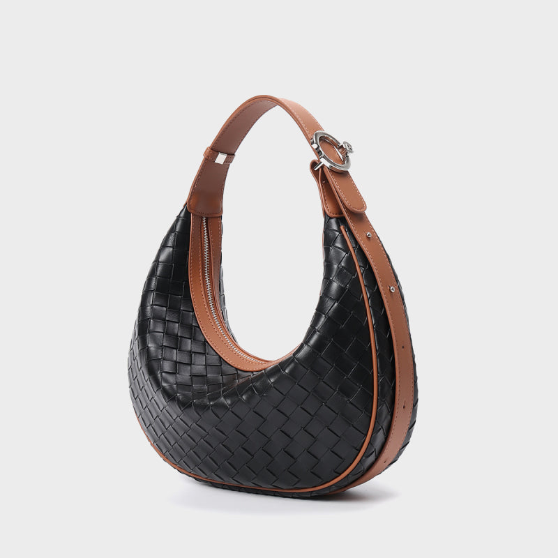 black_leather_woven_half-moon_hobo_handbag_shoulder_bag_11