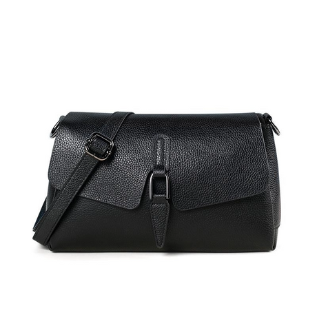 black_litchi_grain_leather_flap_crossbody_purse_zipper_work_bag_5