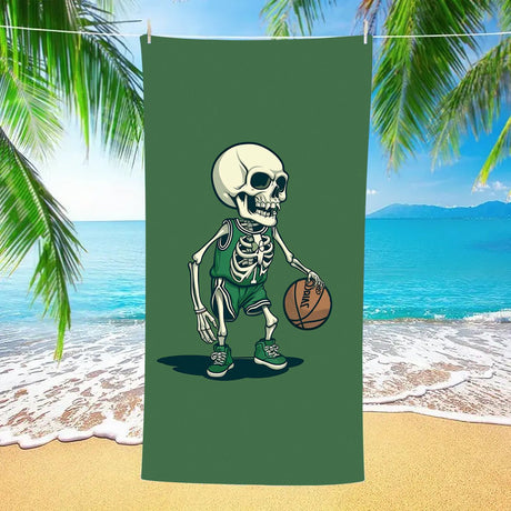 Bone Pattern Double - Faced Fleece Halloween Beach Towel - PRUSES