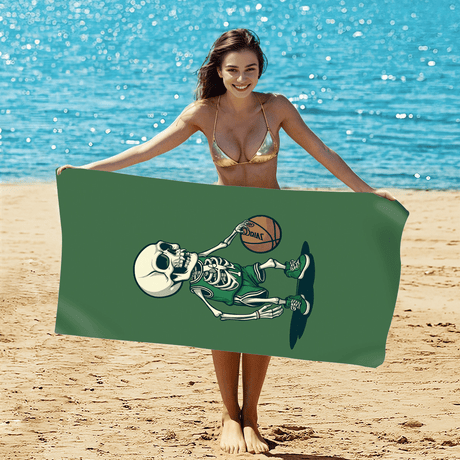 Bone Pattern Double - Faced Fleece Halloween Beach Towel - PRUSES