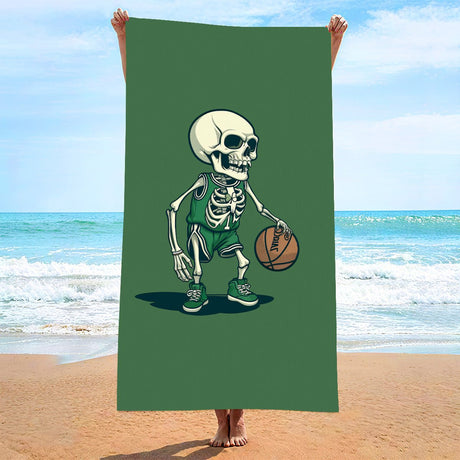 Bone Pattern Double - Faced Fleece Halloween Beach Towel - PRUSES