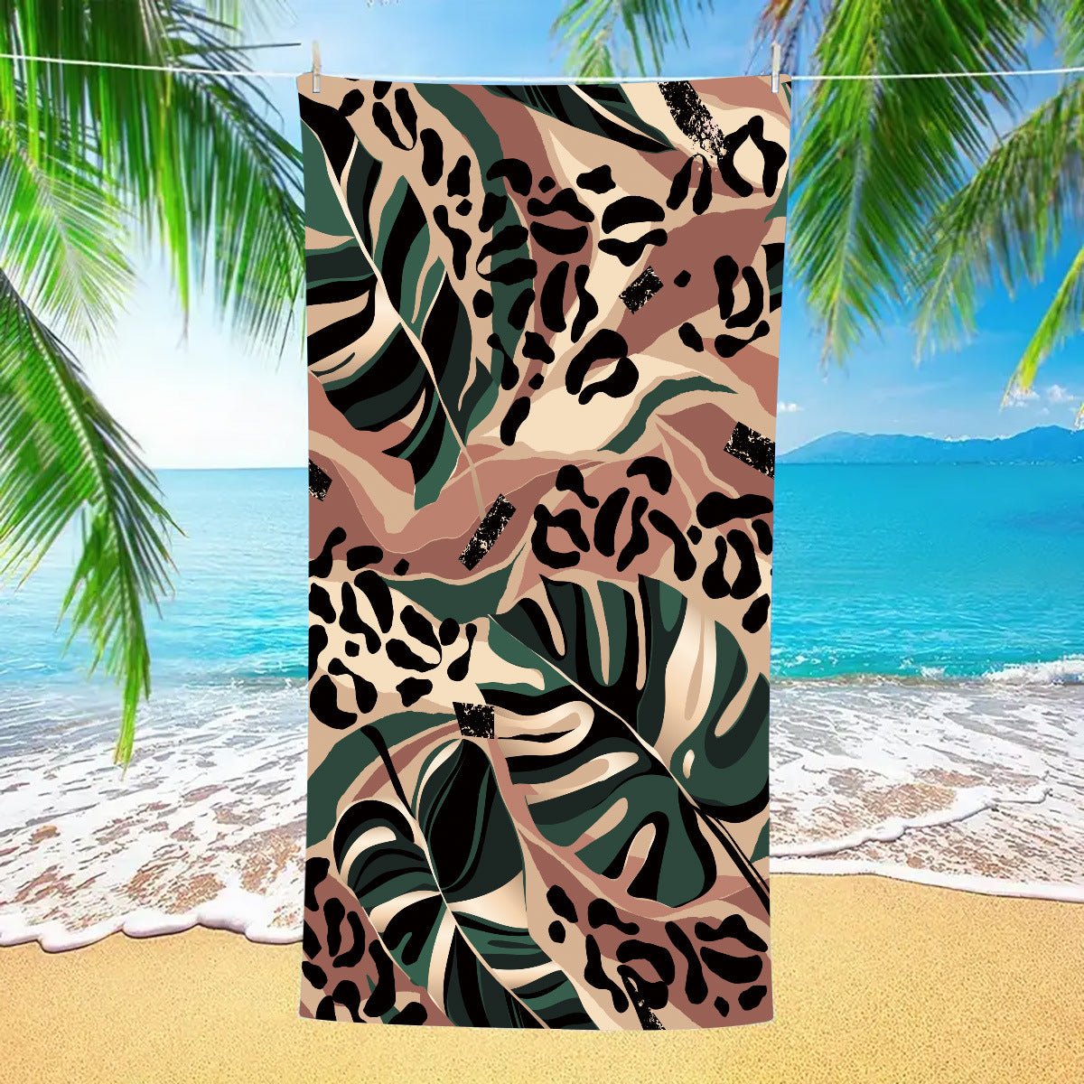 Botanical Print Double - Faced Fleece Quick - Drying Beach Towel | PRUSES - PRUSES