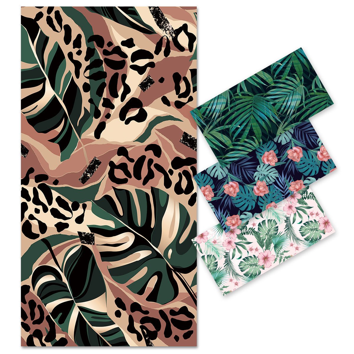 Botanical Print Double - Faced Fleece Quick - Drying Beach Towel | PRUSES - PRUSES