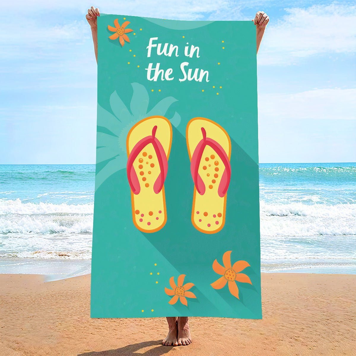 Cartoon Flip Flop Double - Faced Fleece Beach Towel | PRUSES - PRUSES