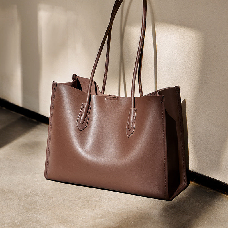 coffee_color_genuine_leather_square_large_tote_bag_women_s_shoulder_bags