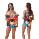 Colorful Cat Drawstring Beach Towel | PRUSES - PRUSES