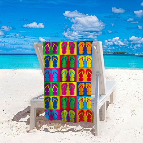 Colorful Slippers Pattern Beach Towel | PRUSES - PRUSES