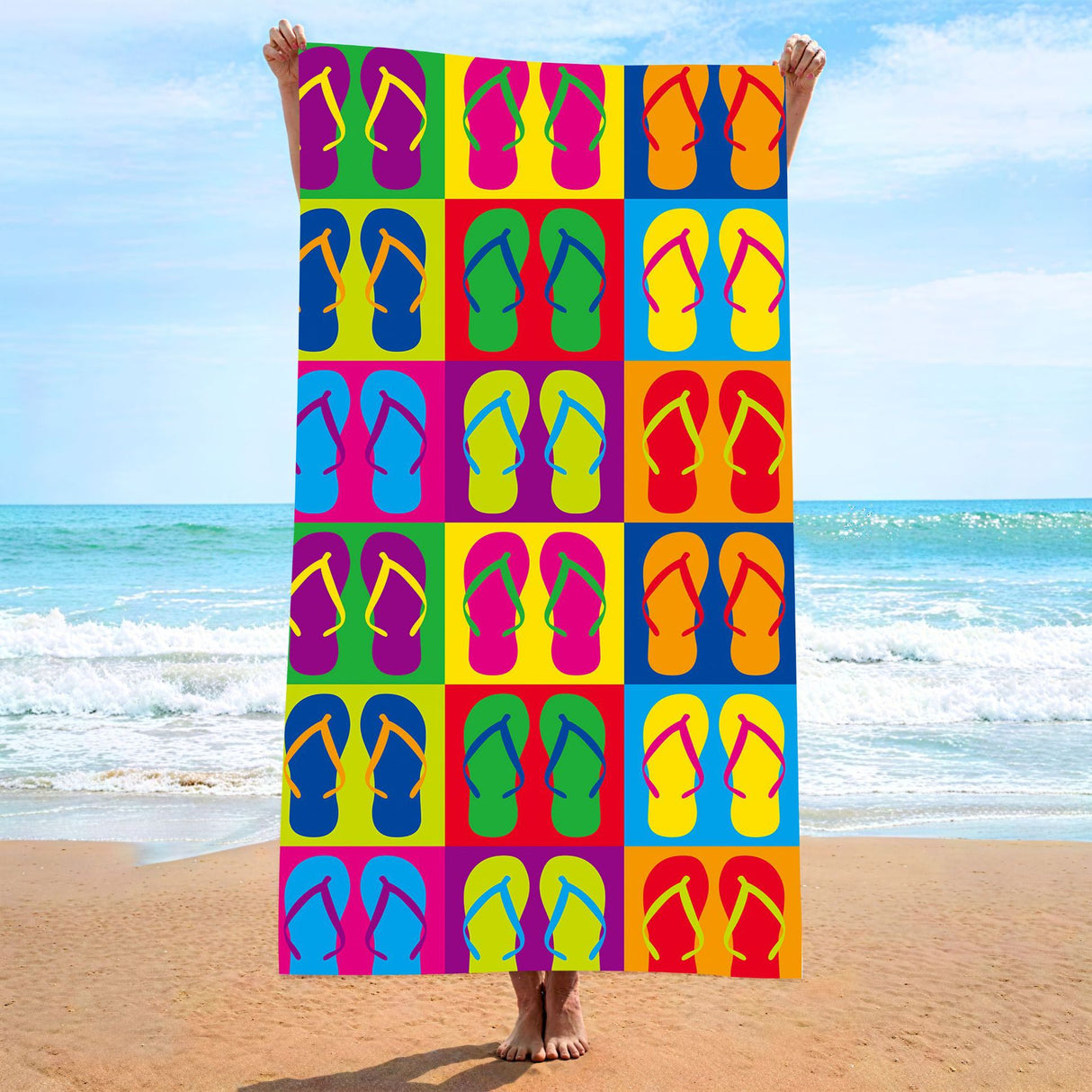 Colorful Slippers Pattern Beach Towel | PRUSES - PRUSES