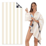 Colorful Striped Double - faced Fleece Reversible Quick - drying Beach Towel | PRUSES - PRUSES