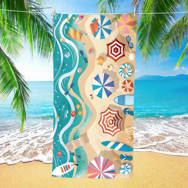 Colorful Summer Beach Umbrella Double - Faced Fleece Beach Towel | PRUSES - PRUSES