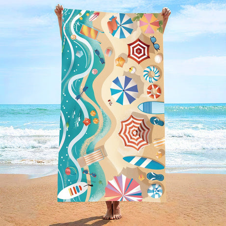 Colorful Summer Beach Umbrella Double - Faced Fleece Beach Towel | PRUSES - PRUSES
