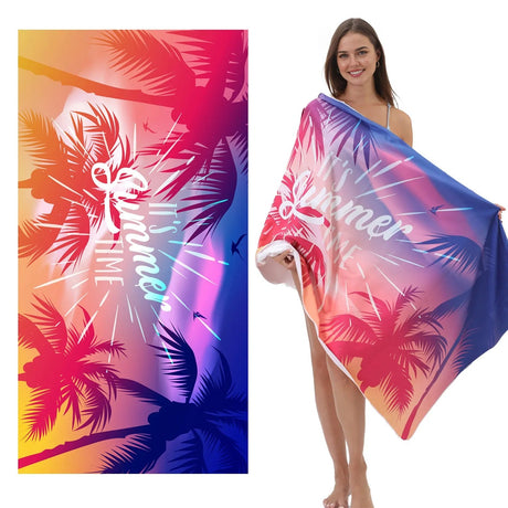 Colorful Tropical Coconut Tree Print Beach Towel | PRUSES - PRUSES